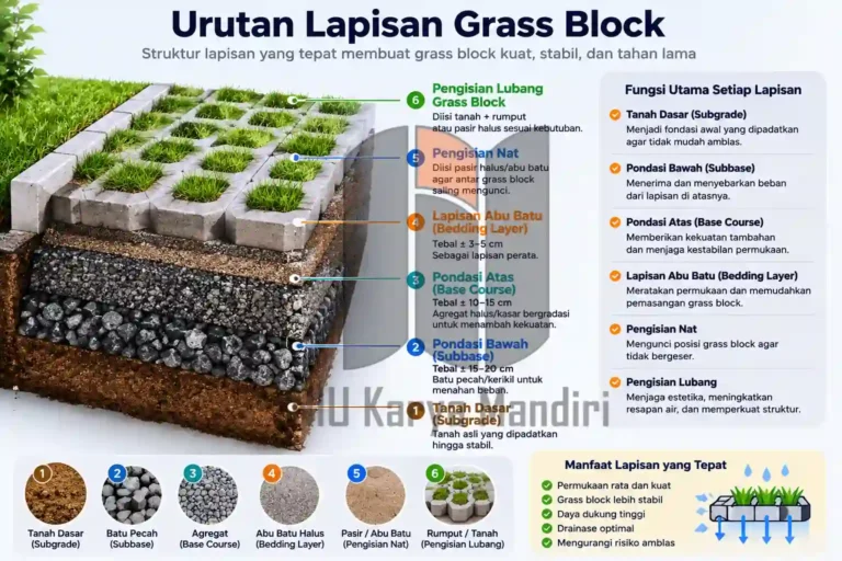 Infografik Urutan Lapisan Grass Block