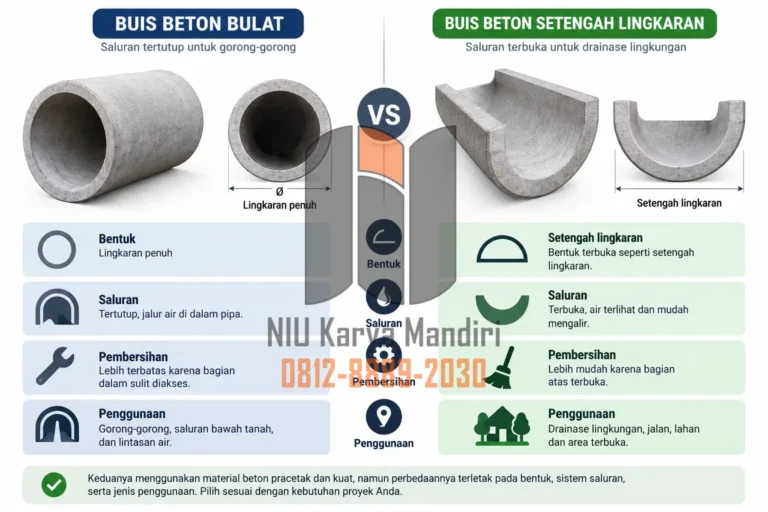 Perbandingan Buis Beton Bulat dan Setengah Lingkaran