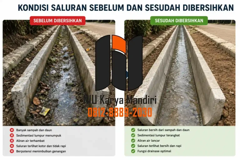 Perbandingan Saluran Sebelum dan Sesudah Dibersihkan
