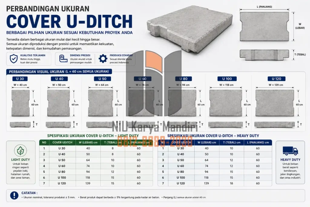 Perbandingan Ukuran Cover U-Ditch
